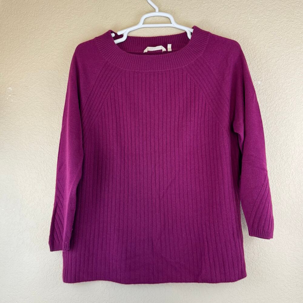 Soft Surroundings Sweater Women Size XL Raspberry Purple Pink Cozy 100% Cashmere